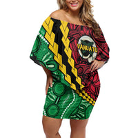 Vanuatu Personalized Tribal Family Matching Off Shoulder Short Dress and Hawaiian Shirt Aboriginal Inspired Mix Style - Polynesian Pride