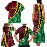 Vanuatu Personalized Tribal Family Matching Tank Maxi Dress and Hawaiian Shirt Aboriginal Inspired Mix Style - Polynesian Pride