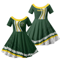 Cook Islands Rugby Personalized Avaiki Family Matching Off Shoulder Short Dress and Hawaiian Shirt GO Kuki