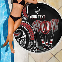 New Zealand Darts Personalized Hei Manaia Beach Blanket Classic Kowhaiwhai