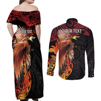 Papua New Guinea Personalised Couples Matching Off Shoulder Maxi Dress and Long Sleeve Button Shirt Grunge Style 49th Independence Anni LT7 - Polynesian Pride