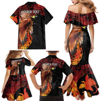 Papua New Guinea Personalised Family Matching Mermaid Dress and Hawaiian Shirt Grunge Style 49th Independence Anni LT7 - Polynesian Pride