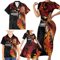 Papua New Guinea Personalised Family Matching Short Sleeve Bodycon Dress and Hawaiian Shirt Grunge Style 49th Independence Anni LT7 - Polynesian Pride