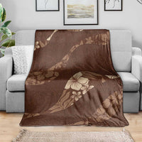 Aloha Hawaii Floral Tapa Blanket Patchwork Mocha - Polynesian Pride