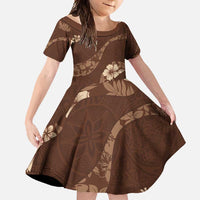 Aloha Hawaii Floral Tapa Family Matching Mermaid Dress and Hawaiian Shirt Patchwork Mocha - Polynesian Pride