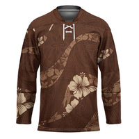 Aloha Hawaii Floral Tapa Hockey Jersey Patchwork Mocha LT7 Unisex Mocha - Polynesian Pride