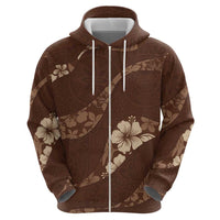 Aloha Hawaii Floral Tapa Hoodie Patchwork Mocha - Polynesian Pride