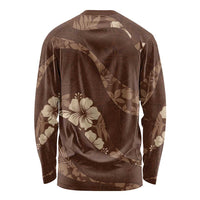Aloha Hawaii Floral Tapa Long Sleeve Shirt Patchwork Mocha - Polynesian Pride