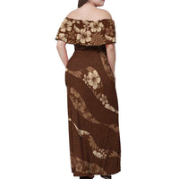 Aloha Hawaii Floral Tapa Off Shoulder Maxi Dress Patchwork Mocha - Polynesian Pride