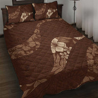 Aloha Hawaii Floral Tapa Quilt Bed Set Patchwork Mocha - Polynesian Pride