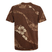 Aloha Hawaii Floral Tapa Rugby Jersey Patchwork Mocha - Polynesian Pride