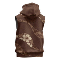 Aloha Hawaii Floral Tapa Sleeveless Hoodie Patchwork Mocha - Polynesian Pride