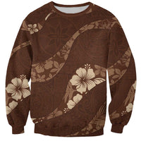 Aloha Hawaii Floral Tapa Sweatshirt Patchwork Mocha - Polynesian Pride