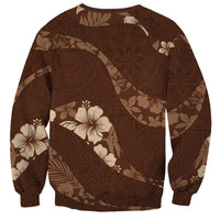 Aloha Hawaii Floral Tapa Sweatshirt Patchwork Mocha - Polynesian Pride