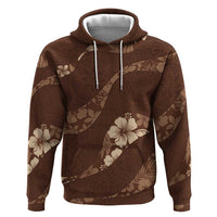 Aloha Hawaii Floral Tapa Zip Hoodie Patchwork Mocha - Polynesian Pride