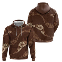 Aloha Hawaii Floral Tapa Zip Hoodie Patchwork Mocha - Polynesian Pride