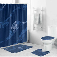 Aloha Hawaii Floral Tapa Bathroom Set Patchwork Navy - Polynesian Pride