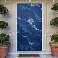 Aloha Hawaii Floral Tapa Door Cover Patchwork Navy - Polynesian Pride