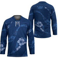 Aloha Hawaii Floral Tapa Hockey Jersey Patchwork Navy LT7 - Polynesian Pride