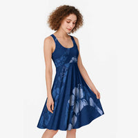 Aloha Hawaii Floral Tapa Midi Dress Patchwork Navy - Polynesian Pride