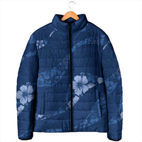 Aloha Hawaii Floral Tapa Padded Jacket Patchwork Navy - Polynesian Pride