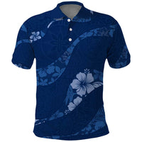 Aloha Hawaii Floral Tapa Polo Shirt Patchwork Navy - Polynesian Pride