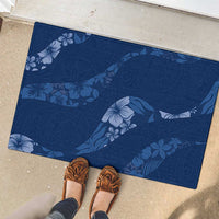 Aloha Hawaii Floral Tapa Rubber Doormat Patchwork Navy - Polynesian Pride