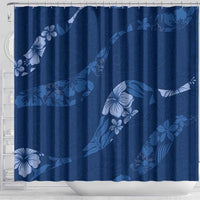 Aloha Hawaii Floral Tapa Shower Curtain Patchwork Navy - Polynesian Pride