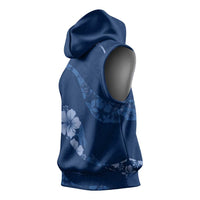 Aloha Hawaii Floral Tapa Sleeveless Hoodie Patchwork Navy - Polynesian Pride