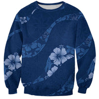 Aloha Hawaii Floral Tapa Sweatshirt Patchwork Navy - Polynesian Pride