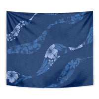 Aloha Hawaii Floral Tapa Tapestry Patchwork Navy - Polynesian Pride