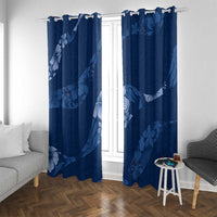 Aloha Hawaii Floral Tapa Window Curtain Patchwork Navy - Polynesian Pride