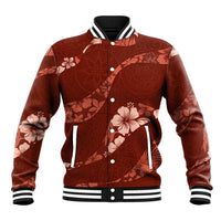 Aloha Hawaii Floral Tapa Baseball Jacket Patchwork Crimson - Polynesian Pride