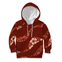 Aloha Hawaii Floral Tapa Kid Hoodie Patchwork Crimson - Polynesian Pride