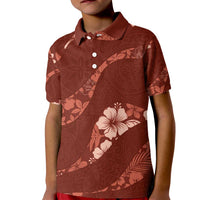 Aloha Hawaii Floral Tapa Kid Polo Shirt Patchwork Crimson - Polynesian Pride