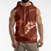 Aloha Hawaii Floral Tapa Sleeveless Hoodie Patchwork Crimson - Polynesian Pride