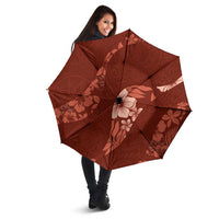 Aloha Hawaii Floral Tapa Umbrella Patchwork Crimson - Polynesian Pride