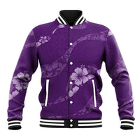 Aloha Hawaii Floral Tapa Baseball Jacket Patchwork Violet - Polynesian Pride