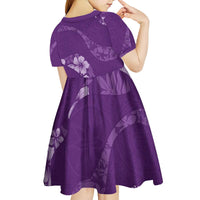 Aloha Hawaii Floral Tapa Kid Short Sleeve Dress Patchwork Violet - Polynesian Pride