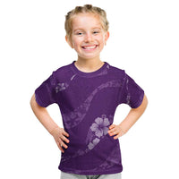 Aloha Hawaii Floral Tapa Kid T Shirt Patchwork Violet - Polynesian Pride