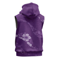 Aloha Hawaii Floral Tapa Sleeveless Hoodie Patchwork Violet - Polynesian Pride