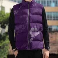 Aloha Hawaii Floral Tapa Sleeveless Puffer Jacket Patchwork Violet - Polynesian Pride