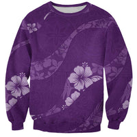 Aloha Hawaii Floral Tapa Sweatshirt Patchwork Violet - Polynesian Pride