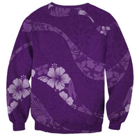 Aloha Hawaii Floral Tapa Sweatshirt Patchwork Violet - Polynesian Pride