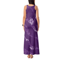 Aloha Hawaii Floral Tapa Tank Maxi Dress Patchwork Violet - Polynesian Pride