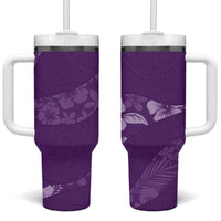 Aloha Hawaii Floral Tapa Tumbler With Handle Patchwork Violet - Polynesian Pride