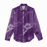 Aloha Hawaii Floral Tapa Women Casual Shirt Patchwork Violet - Polynesian Pride