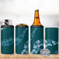 Aloha Hawaii Floral Tapa 4 in 1 Can Cooler Tumbler Patchwork Teal - Polynesian Pride