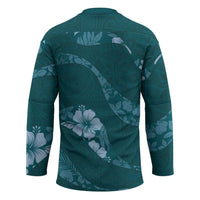 Aloha Hawaii Floral Tapa Hockey Jersey Patchwork Teal LT7 - Polynesian Pride
