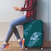 Aloha Hawaii Floral Tapa Luggage Cover Patchwork Teal - Polynesian Pride